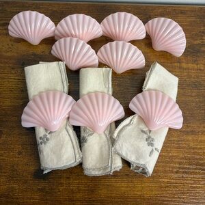 Vintage Set of 9 Pink Shell Napkin Rings – Plastic
